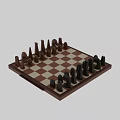 Classic Chessboard With Brown And Black Pieces On Wooden Surface