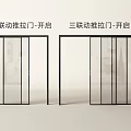 Two Panel and Three Panel Sliding Doors in Open Position Design 3d model
