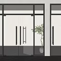 Modern Glass Doors With Black Frame And Indoor Plant In Interior Space