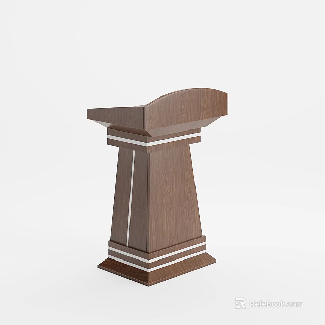 Stylish Wooden Bar Counter With White Accent Strips Modern Interior Design 3d model 