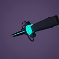 Fantasy Sword With Black Handle Blue Glowing Blade And Circular Ornament