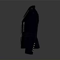 Dark Blue Jacket with Leather Patched Shoulders Zipper Details and Belt Buckle