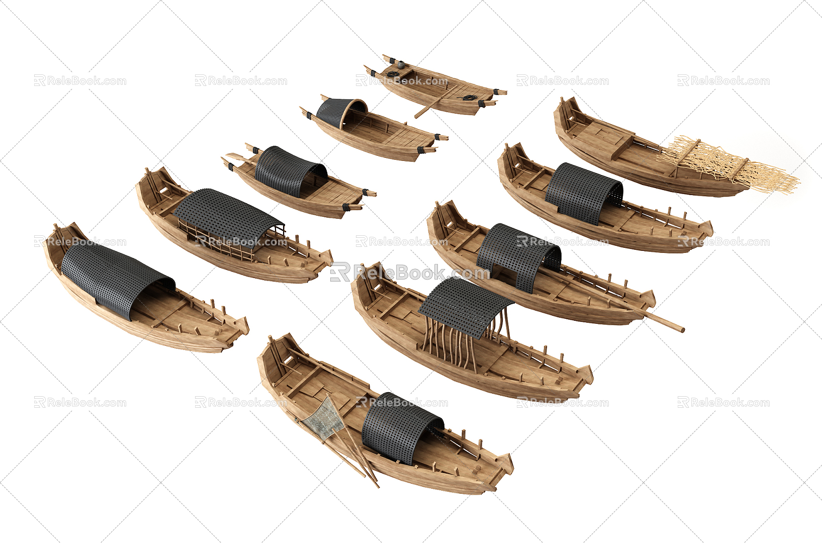 Chinese Wooden Boat Fishing Boat Wooden Boat Ancient Boat 3d model