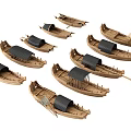 Traditional Handcrafted Wooden Boat Models With Various Designs And Black Canopies