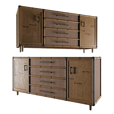 Modern Wooden Sideboard With Drawers And Cabinet Doors For Dining Room Storage 3d model