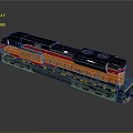 Black and Orange Train Locomotive Model With Detailed Structure On Gray Background