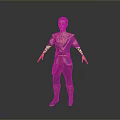 Game Movie Character In Ornate Purple Gold Costume With Red Sash And Intricate Designs Standing