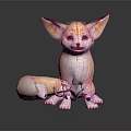 Cute Fennec Fox With Large Ears And Tan Fur Sitting On Dark Surface With Reflection 3d model