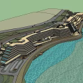 Modern Coastal Hotel Building With Curved Structure Waterfront Location And Parking