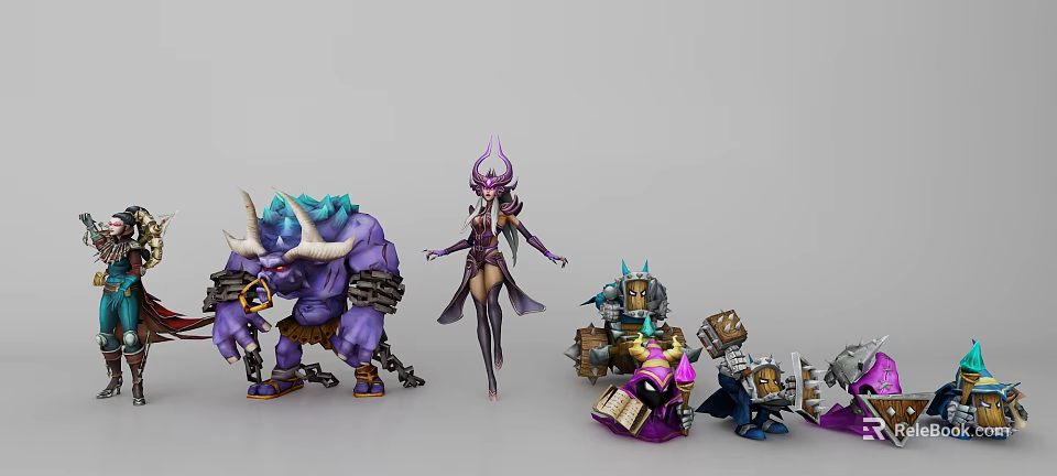 Game and Movie Characters Collection With Mythical Creatures Mechanical Figures and Colorful Detailed Designs 3d model 