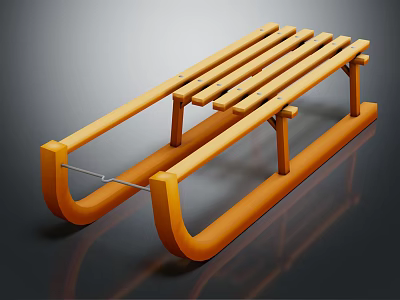 Wooden Outdoor Bench With Modern Design Curved Frame And Slatted Seat 3d model