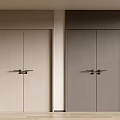 Double Doors in Beige and Gray with Light Walls and Wooden Floor Interior