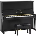 High Quality Yamaha Upright Piano With Matching Black Bench For Musical Performance