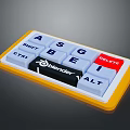 Electronic Keyboard With Yellow Frame Blender Logo Function Keys And Letter Buttons