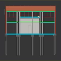 Building Structure Frame 3D Model With Colorful Steel Beams And Support Columns
