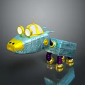Character Toy Airplane With Biological Design Golden Head Big Eyes Purple Spring Legs