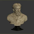Ornamental Male Bust Statue Furniture With Bearded Face Coat Design And Base
