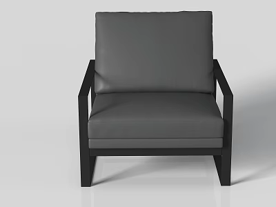 Modern Grey Upholstered Leisure Chair With Black Frame And Comfortable Design 3d model
