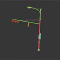 Urban Street Light Pole With Traffic Signal Lights And Lighting Fixture