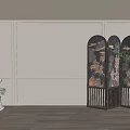 Middle ancient background wall sofa background wall 3d model