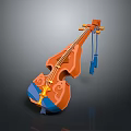 Orange Stringed Musical Instrument With Blue Hand Painted Artistic Supplies And Decorative Patterns