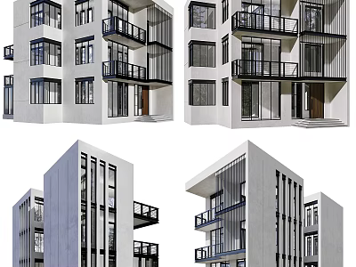 Modern Detached Villa Exterior With Balconies Large Windows And Contemporary Architectural Design 3d model