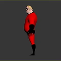 Game And Movie Character Mr Incredible In Red Costume With Black Logo And Gloves