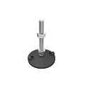 Adjustable Industrial Support Foot With Black Circular Base Metal Bolt And Mounting Holes
