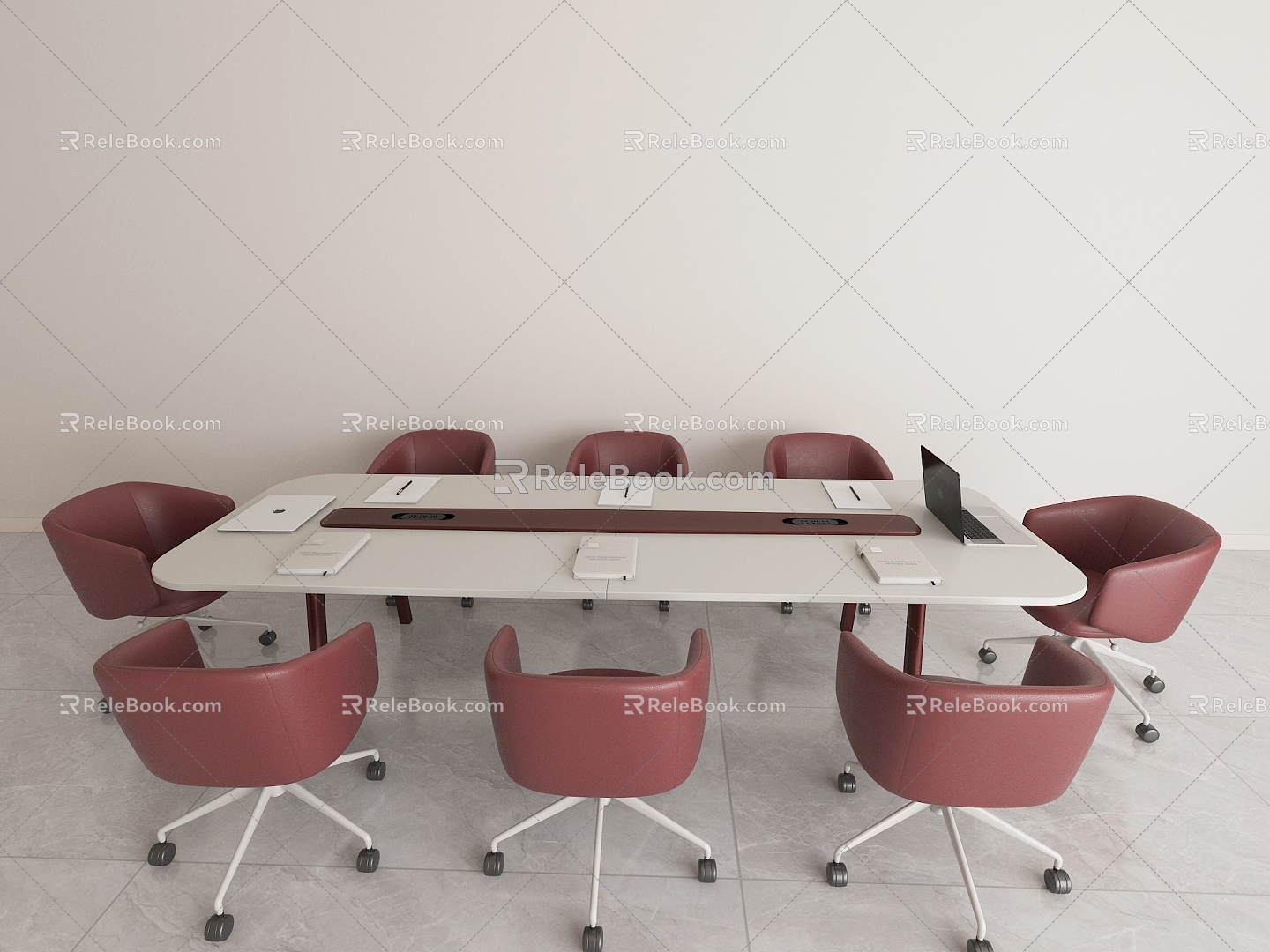 Simple multi-person meeting table and chair combination model