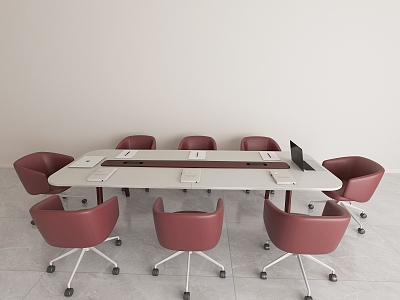 Simple multi-person meeting table and chair combination model