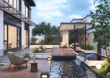 Modern courtyard landscape 3d model