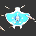 Decorative Ornament Set Featuring Floating Star Ornaments Blue White Base Pastel Colors Various Sizes