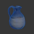 Blue And Beige Textured Ceramic Pitcher With Gradient Finish On Black Background 3d model