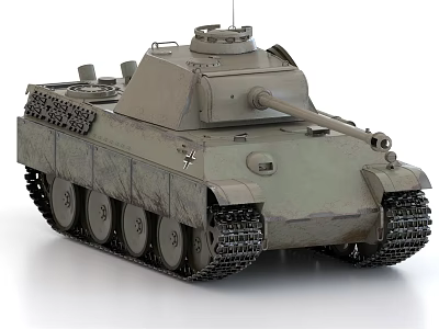 Realistic Gray Military Tank Featuring Armored Turret Tracks Gun Barrel And Wheels 3d model