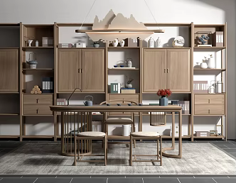 New Chinese Tea Table and Chair 3d model