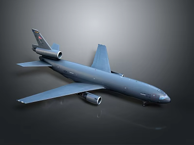 Gray Military Transport Aircraft 3D Rendering With Twin Engines And Tail Emblem 3d model