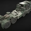 Large Green Military Truck With Multiple Wheels Ladder And Equipment