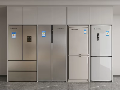 Hisense Modern Refrigerators And Freezers With Double Door Drawer Style Kitchen 3d model