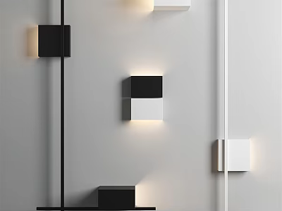 Modern Geometric Wall Lamps With Black And White Cube Design For Interior Wall Decor 3d model
