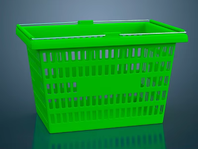 Green Plastic Storage Basket With Ventilated Design For Home Organization 3d model