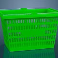 Green Plastic Storage Basket With Ventilated Design For Home Organization 3d model