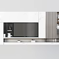 Modern TV Wall Unit Design With Marble Panels And Storage Shelves 3d model