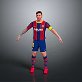Barcelona Football Jersey Figure Model With Red Blue Stripes Sponsor Logo Shorts Socks Red Boots