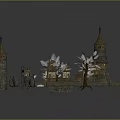 Set of Ancient Medieval Architecture Featuring Towers Spires Stone Walls Stone Blocks And Ground Textures