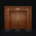 European-style double-door double-open carved solid wood opposite door 3d model