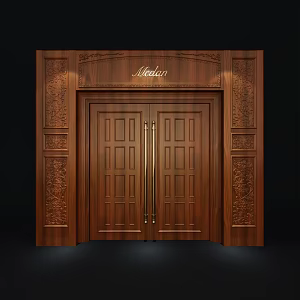 European-style double-door double-open carved solid wood opposite door 3d model