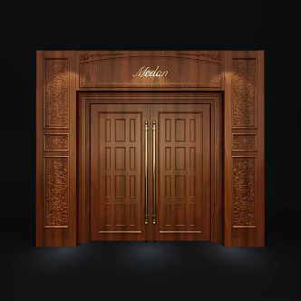 European-style double-door double-open carved solid wood opposite door 3d model