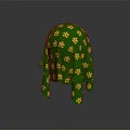 Stylish Green Cloak With Yellow Clover Patterns Fashionable Clothing Piece