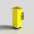 Yellow Mobile All in One Machine With Display Screen And Advertisement Posters 3d model