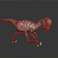 Realistic 3D Dinosaur Model With Colorful Skin In Walking Pose 3d model